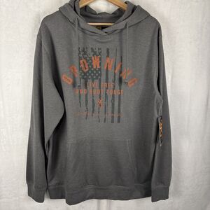 Browning Hoodie Crew Gray Castlerock Live Free Hunt Tough Pullover Sz Large NTW